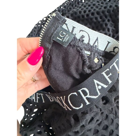 BLACKCRAFT Black Mesh Logo Bodycon Dress Size Large - Picture 4 of 8
